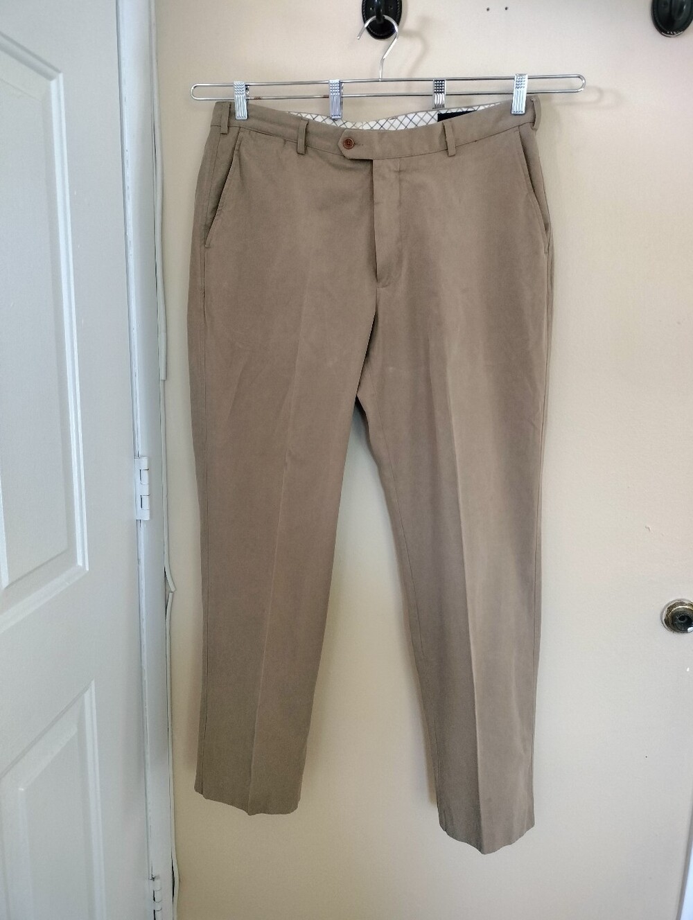 Scott Barber Mens Classic Silk Cotton Pants 38 Tan Khaki Office Business Casual